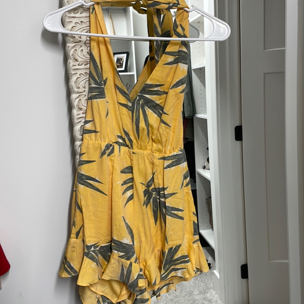 Halter palm print romper francesca’s